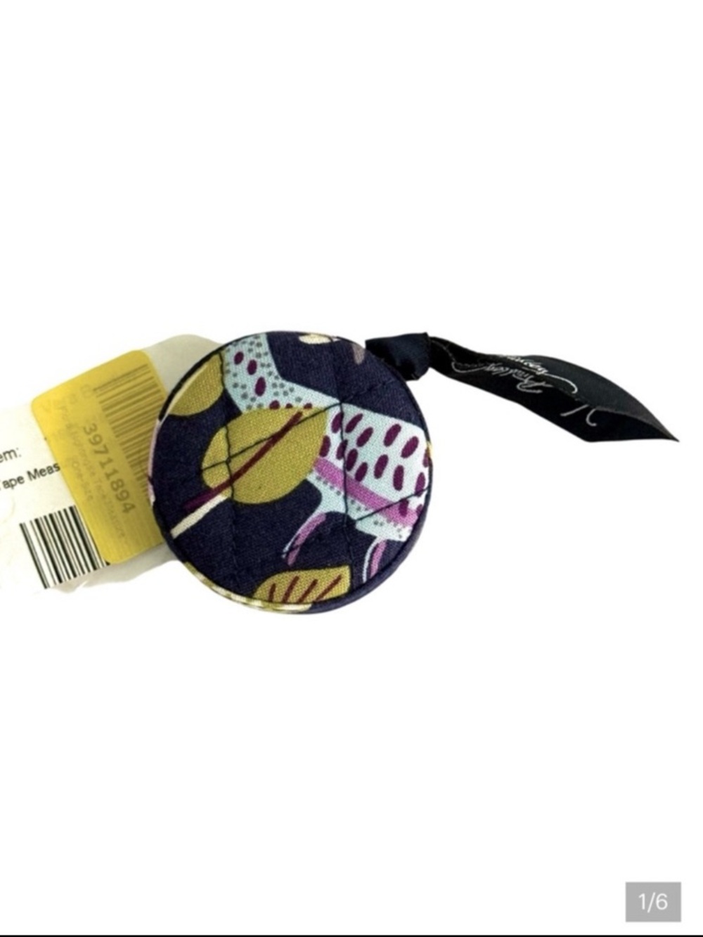 NEW Vera Bradley Nightingale Blue Tape Measure Compact Retractable Yellow Purple